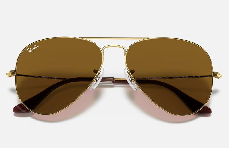 Mens Ray Ban Sunglasses Rb3025 Aviator Classic Polished Gold/Brown Sunnies - Xl