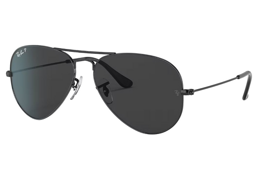Mens Ray-Ban Aviator RB3025 Polarized Sunglasses Polished Black