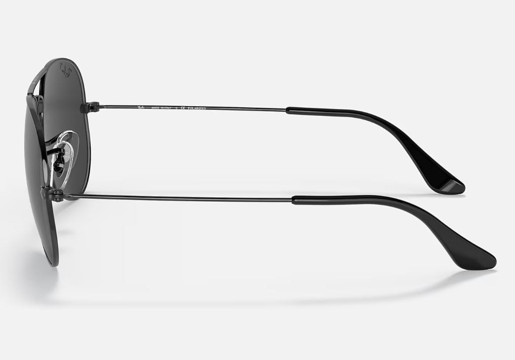 Mens Ray-Ban Aviator RB3025 Polarized Sunglasses Polished Black