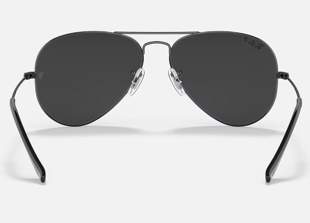 Mens Ray-Ban Aviator RB3025 Polarized Sunglasses Polished Black