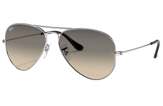 Mens Ray-Ban Aviator RB3025 Sunglasses Polished Silver/ Light Grey