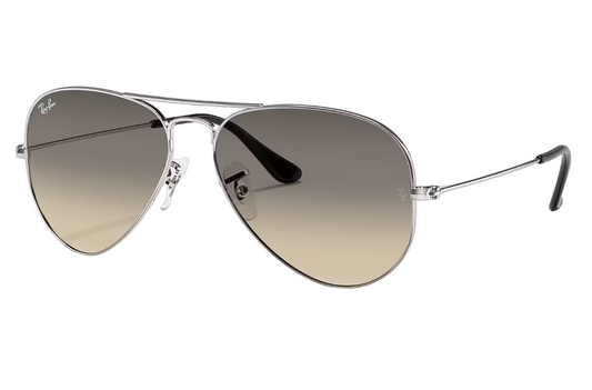 Mens Ray-Ban Aviator RB3025 Sunglasses Polished Silver/ Light Grey