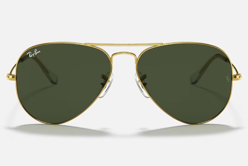 Mens Ray Ban Sunglasses Rb3025 Aviator Classic Polished Gold/ Green Sunnies