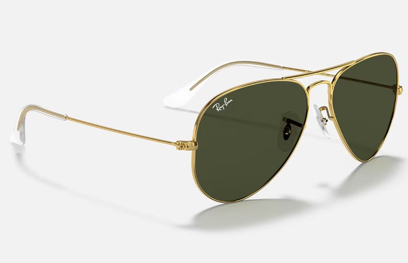 Mens Ray Ban Sunglasses Rb3025 Aviator Classic Polished Gold/ Green Sunnies