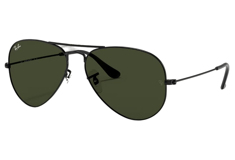 Mens Ray Ban Sunglasses Rb3025 Aviator Classic Polished Black/ Green Sunnies
