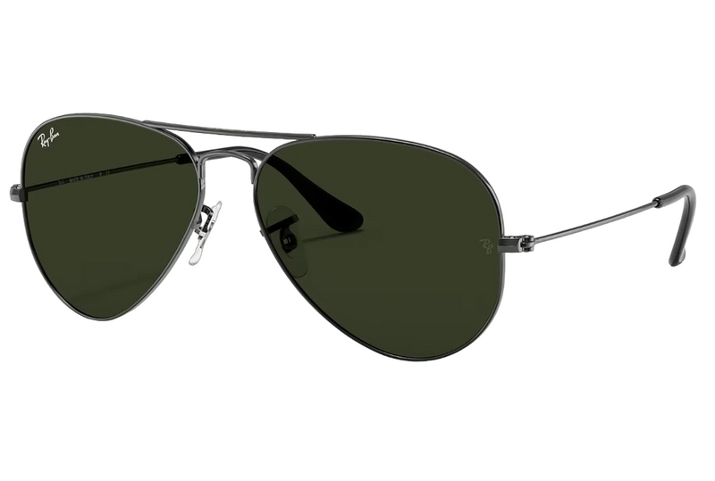 Mens Ray Ban Sunglasses Rb3025 Aviator Classic Polished Gunmetal/ Green Sunnies