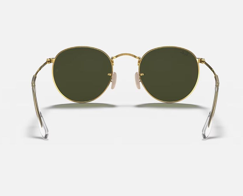 Unisex Ray Ban Sunglasses Rb3447 Round Metal Polished Gold/ Green Sunnies - S