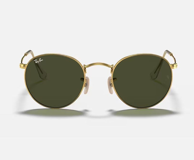 Unisex Ray Ban Sunglasses Rb3447 Round Metal Polished Gold/ Green Sunnies - L