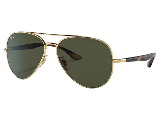 Mens Ray-Ban RB3675 Sunglasses Polished Gold/ Green