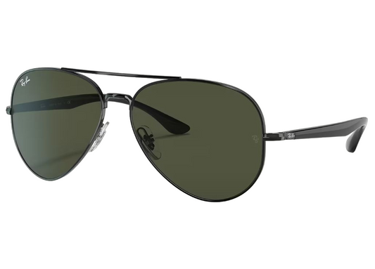 Mens Ray-Ban RB3675 Sunglasses Polsihed Black/ Green