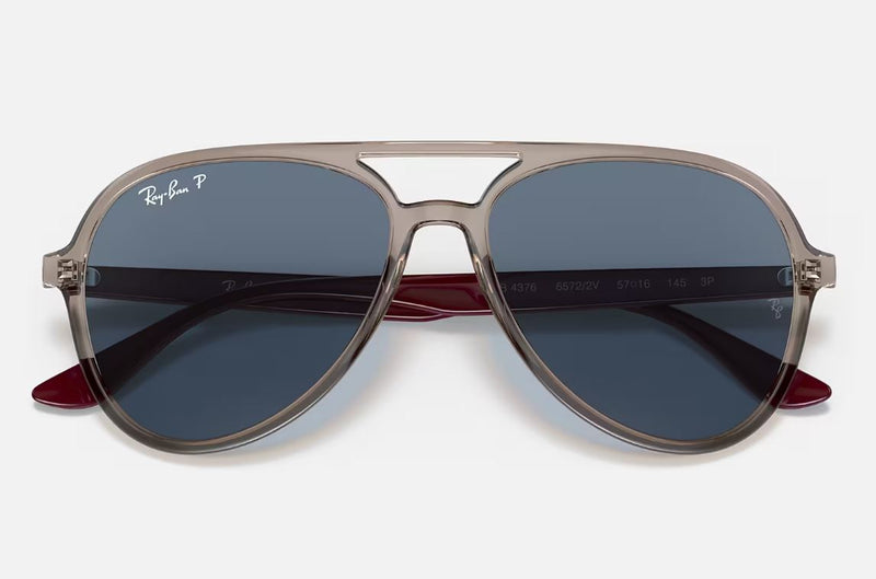 Unisex Ray Ban Sunglasses Polarised Rb4376 Transparent Grey/ Blue Sunnies