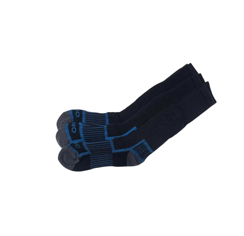 12 X Rio No Hole Reinforced Socks Black/ Grey/ Blue Comfortable Crew