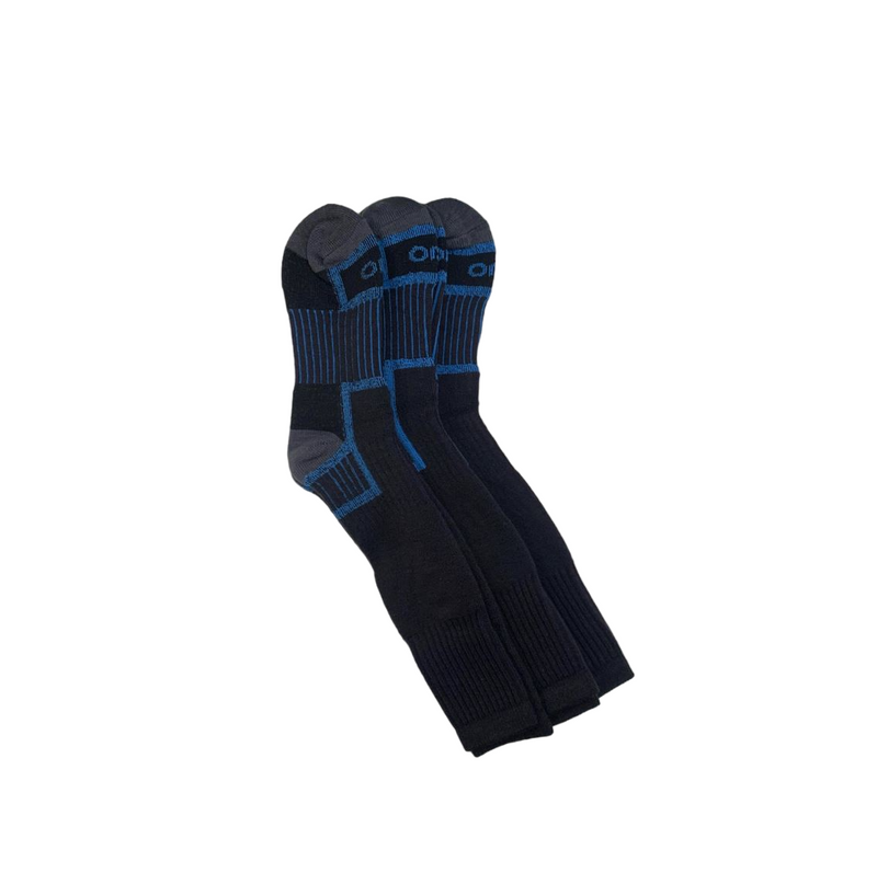 15 X Rio No Hole Reinforced Socks Black/ Grey/ Blue Comfortable Crew