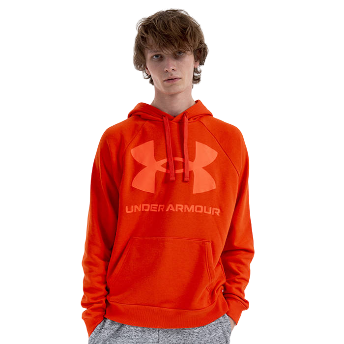 Under Armour Mens Rival Fleece Big Logo Hoodie Orange - Xl