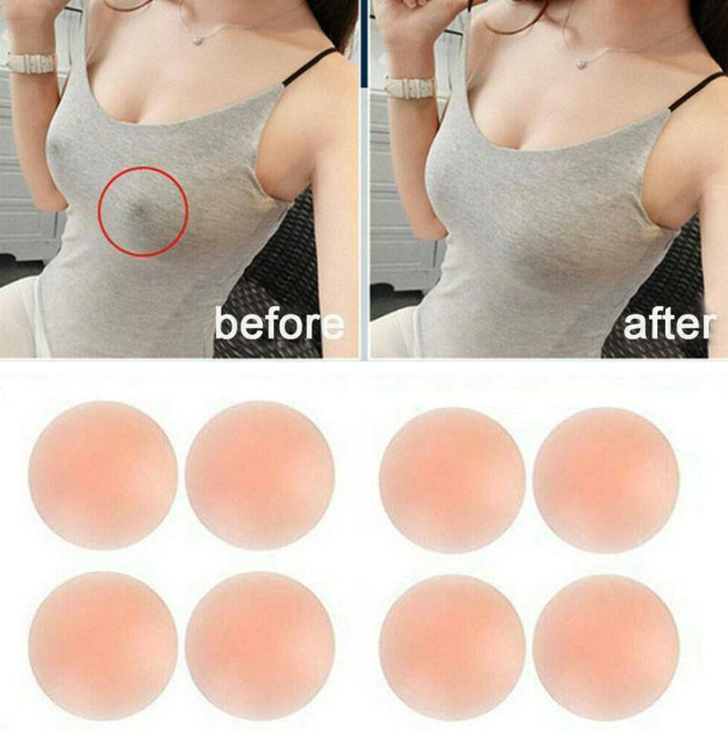 2 x Reusable Nipple Covers Round Stick On Silicone Nude Boob Cover