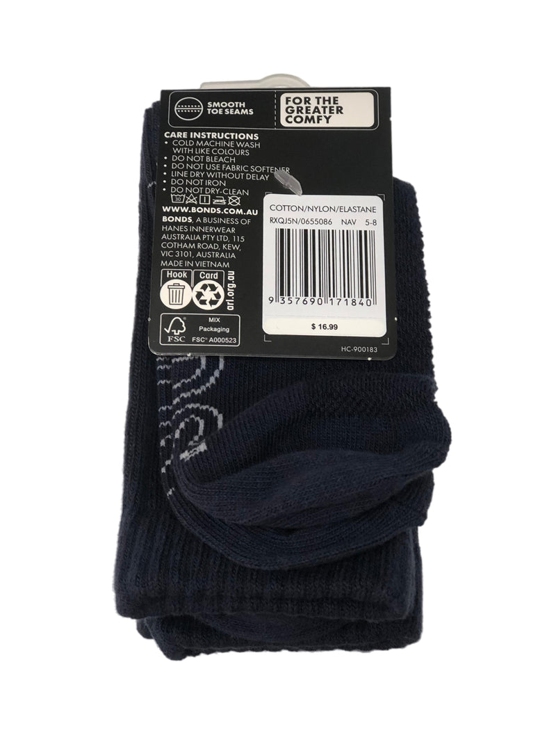 5 Pairs X Bonds Kids Boys Girls School Crew Socks Navy