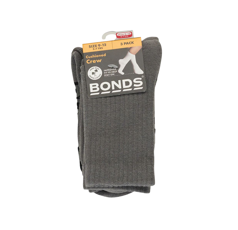 12 Pairs X Bonds Kids Logo Cushioned Crew Charcoal Socks