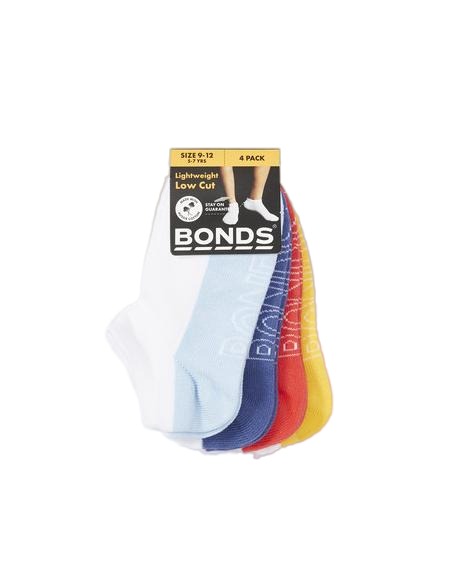 4 Pairs X Bonds Kids Lightweight Low Cut Boys Socks White 06K
