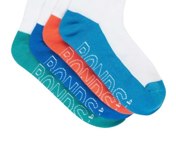 4 Pairs X Bonds Kids Quarter Crew Boys Socks Blue Orange Green 03K