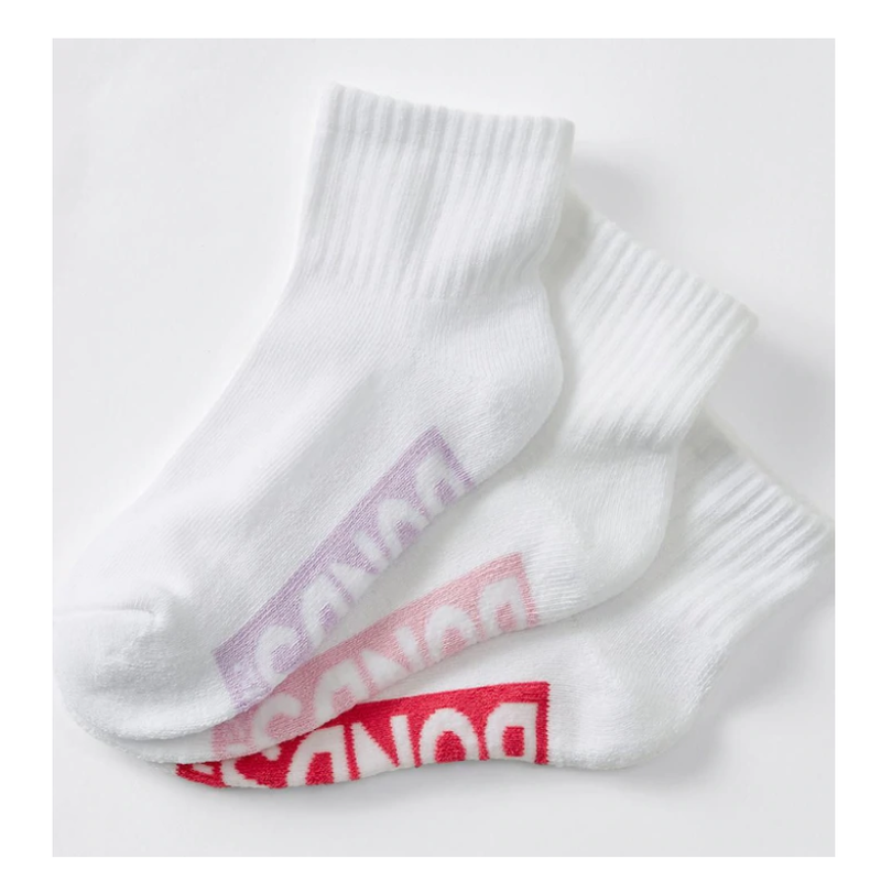 6 Pairs X Bonds Kids Quarter Crew Girls Sports Socks White Violet Pink Red 09K