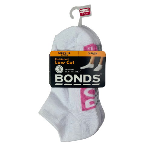6 x Bonds Kids Socks Girls Low Cut Sports White Pink Grey Violet Pk1