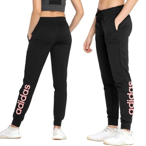 Adidas Womens Black Ess Lin Joggers Track Pants Trackies