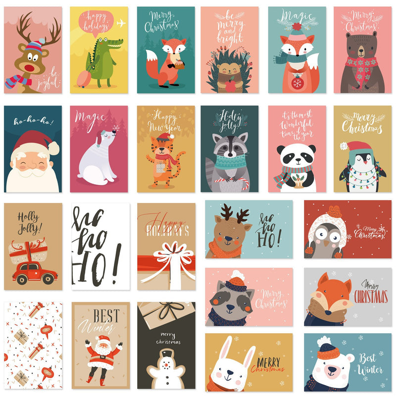 24 X Premium Christmas Cards Bulk Mixed Party Card Pack With Envelopes