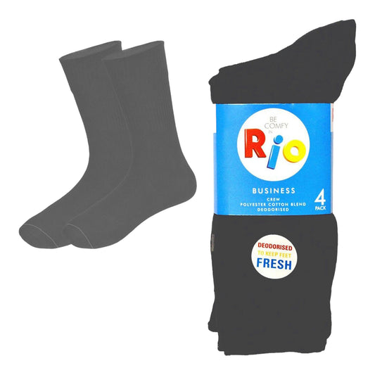 4 Pack Mens Rio Business Cotton Crew Socks Charcoal