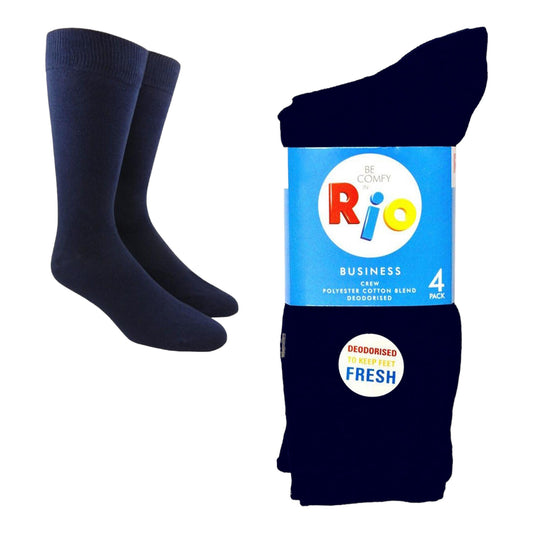 4 Pack Mens Rio Business Cotton Crew Socks Navy