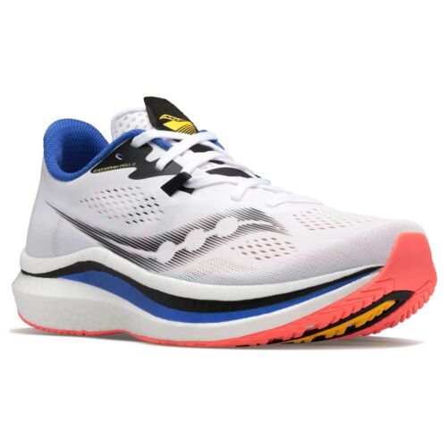 Mens Saucony Endorphin Pro 2 White/Black/Vizi Athletic Training Shoes