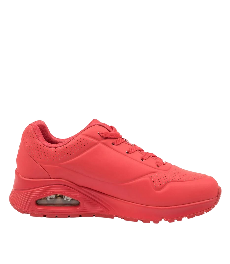 Womens Skechers Uno - Stand On Air Red Lace Up Sneaker Shoes