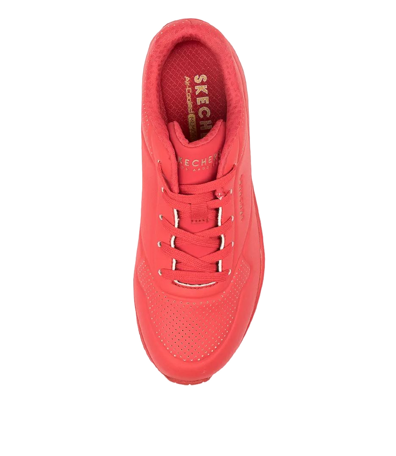 Womens Skechers Uno - Stand On Air Red Lace Up Sneaker Shoes