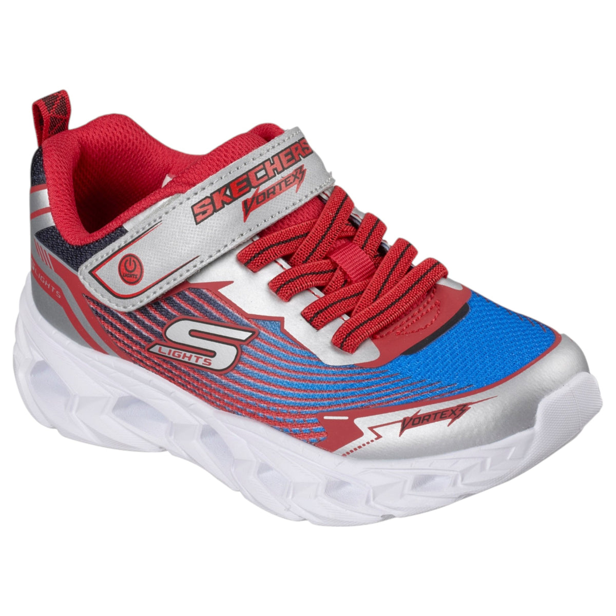 Kids Boys Skechers Infants S-Lights: Vortex 3.0 Shoes Silver/Red/Blue