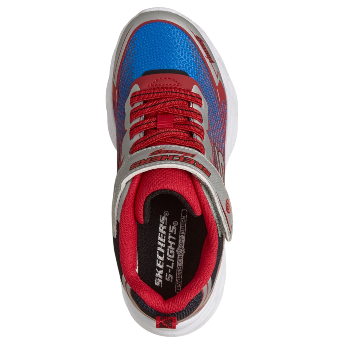 Kids Boys Skechers Infants S-Lights: Vortex 3.0 Shoes Silver/Red/Blue