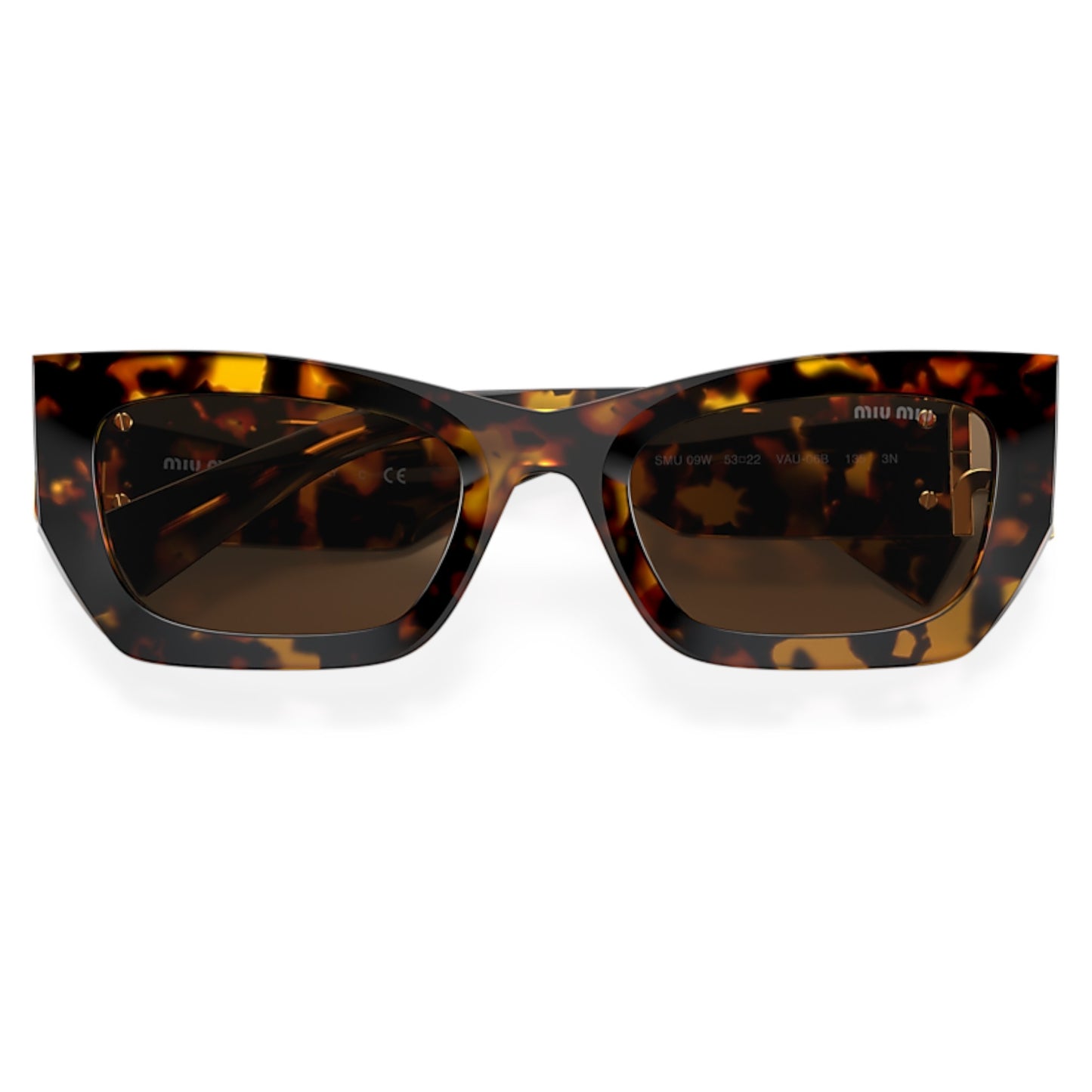 Women Miu Miu Mu 09Ws Vau06b Tortoise Rectangle Dark Brown Sunglasses