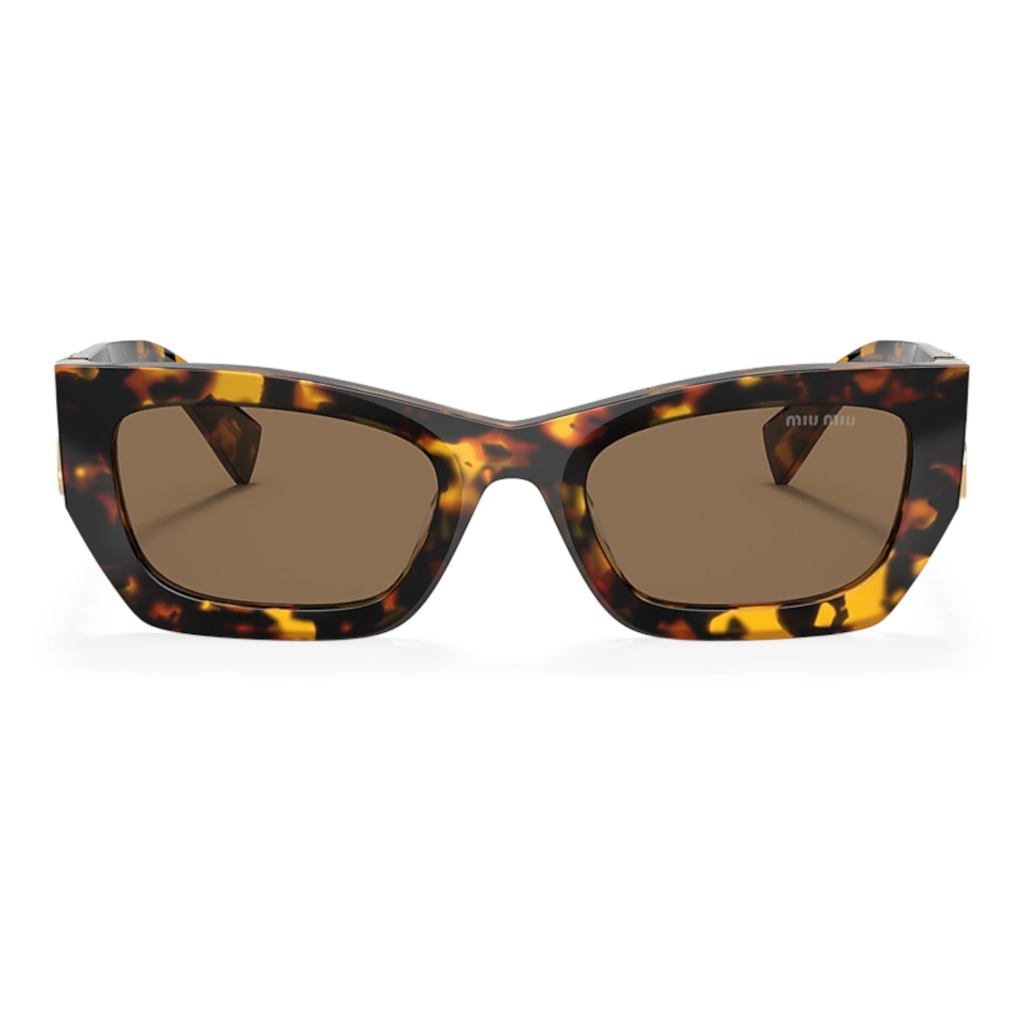 Women Miu Miu Mu 09Ws Vau06b Tortoise Rectangle Dark Brown Sunglasses