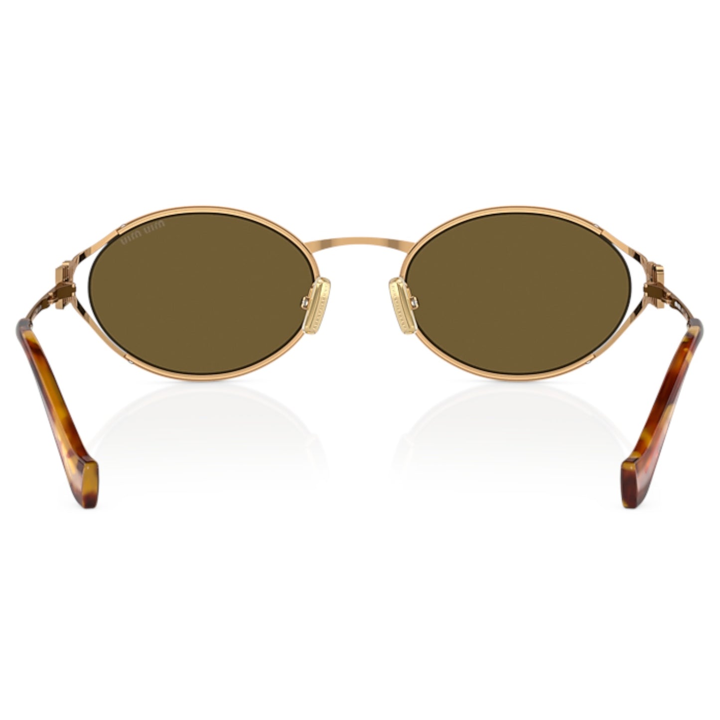 Women Miu Miu Mu 52Ys 7Oe01t Gold Oval Dark Brown Sunglasses