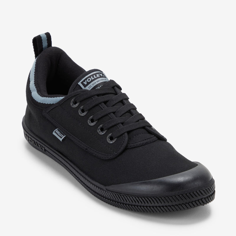 Mens Volley Black & Dark Grey International Low Canvas Volleys Casual Lace Up Shoes