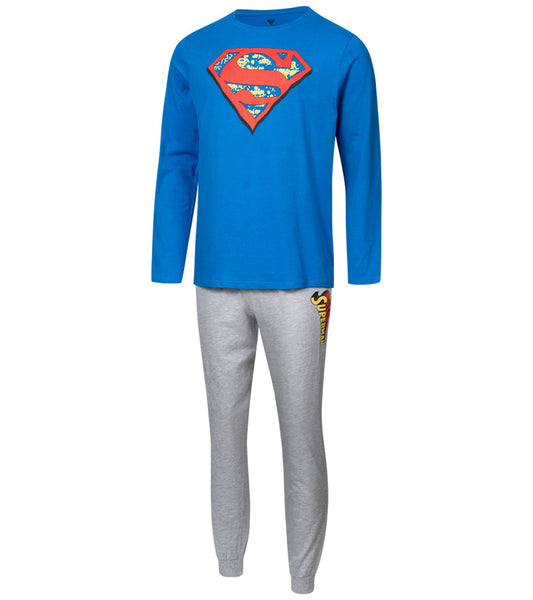 Mens DC Superman Pyjamas Tracksuit Blue/Grey