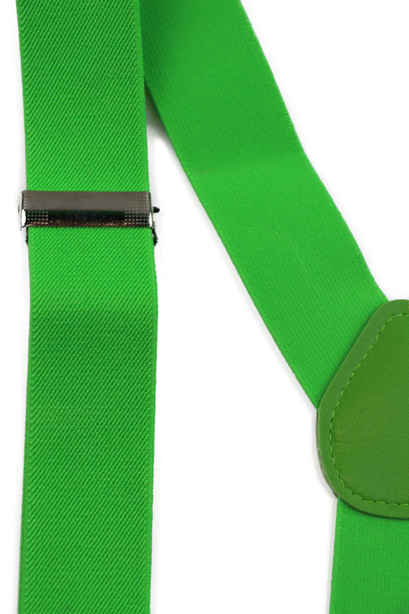 Wide Heavy Duty Adjustable 100cm Fluro Green Adult Mens Suspenders