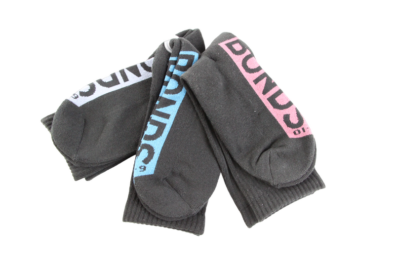 9 Pairs X Bonds Mens Logo Cushioned Crew Socks Black With Mulitcoloured Logo