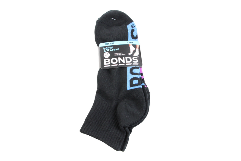 9 Pairs X Bonds Mens Logo Cushioned Quarter Crew Socks Black 47K
