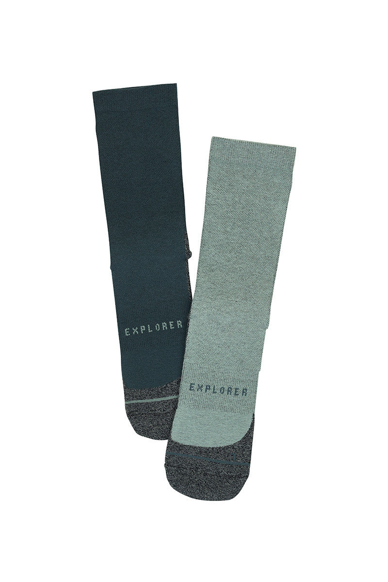 20 Pairs X Bonds Explorer Light Tough Crew Cotton Blend Socks - Grey 04K Print