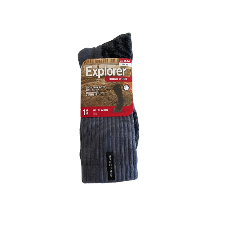 10 x Explorer Tough Work Socks Wool Blend Durable Outdoor Crew Dusty Blue