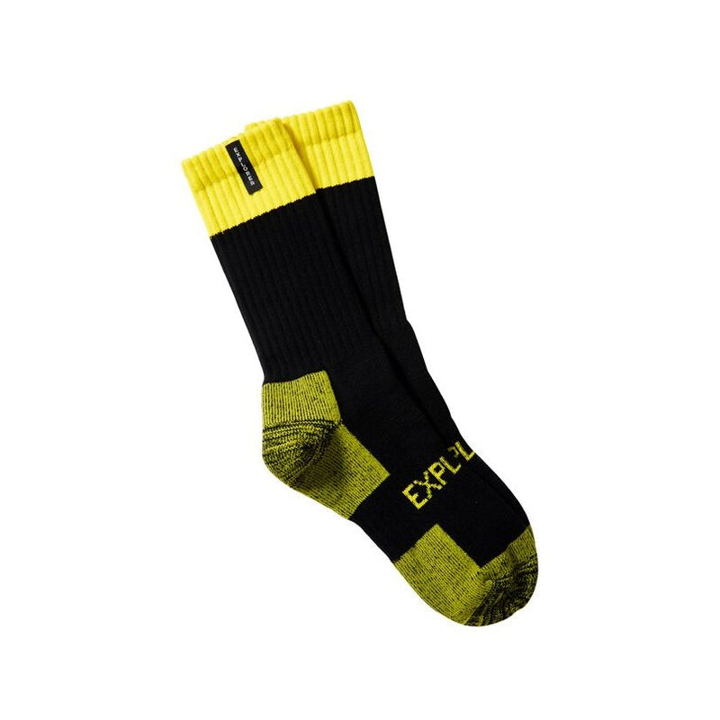 6 Pairs X Mens Explorer Original Cotton Crew Winter Tough Socks - Yellow/Black