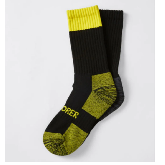 2 Pack Mens Explorer Original Tough Work Crew Socks Yellow/Black