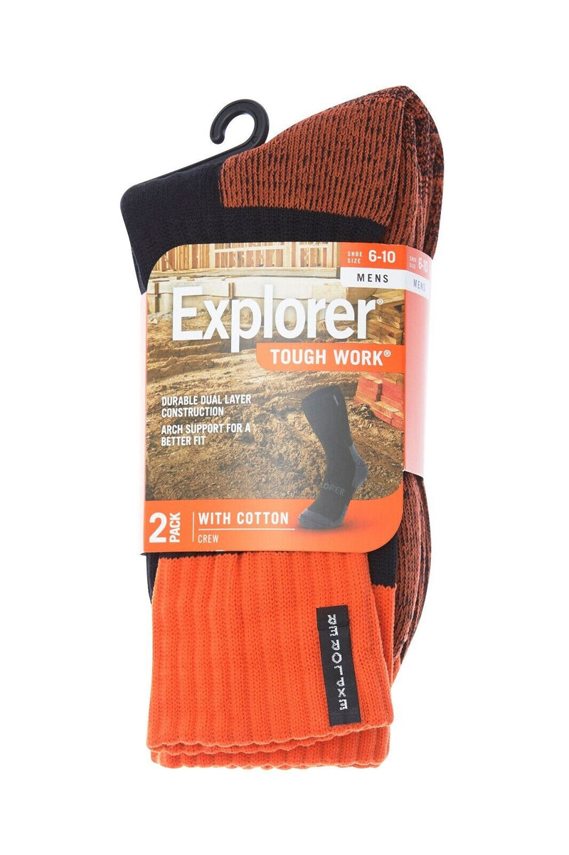 10 x Bonds Explorer Tough Work Crew Socks Orange / Black