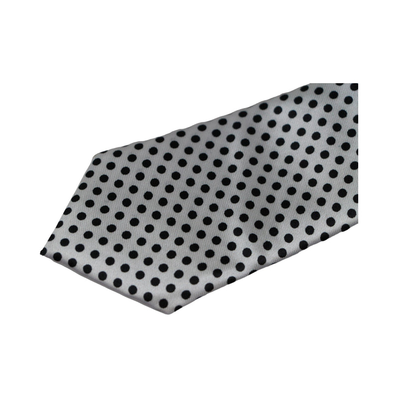 Mens White & Black Small Polka Dot 5cm Skinny Neck Tie