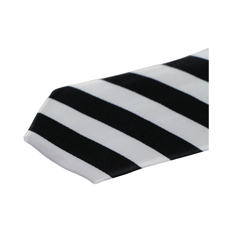 Mens White & Black Thick Diagonal Stripe 5cm Skinny Neck Tie