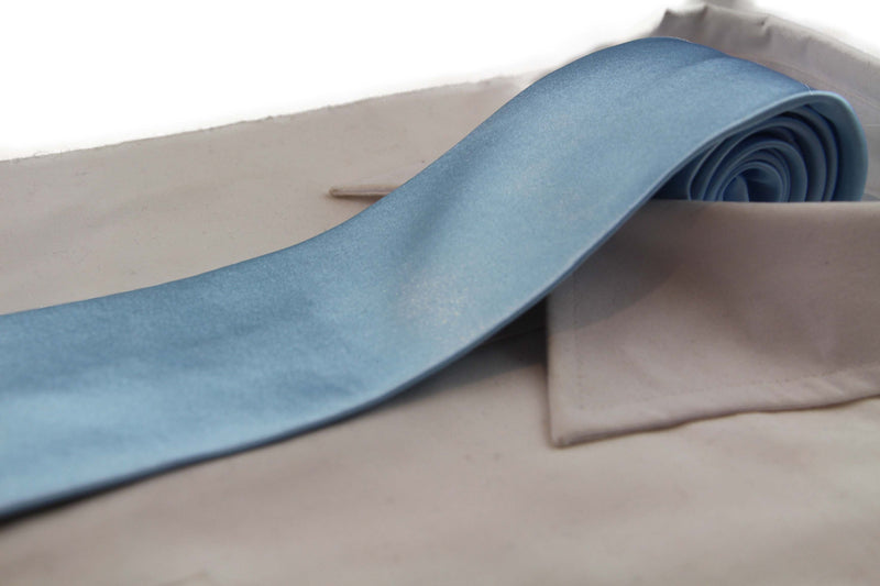 Mens Light Blue 8cm Plain Neck Tie